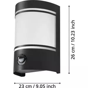 CERNO Wandleuchte E27 1x40W Stahl / Glas schwarz IP44 mit Bewegungsmelder
