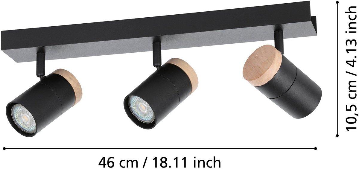 CARTAGENA Strahlerbalken schwarz/Holz GU10-LED 3X4,5W inkl. LM