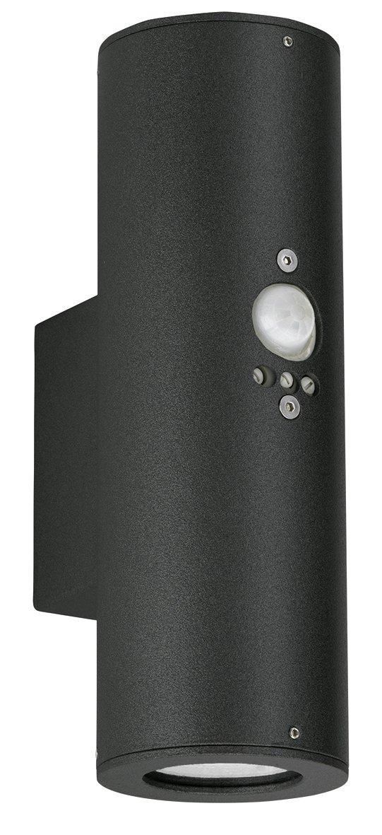 Wandleuchte 2xGU10 Par16 +Bewegungsmelder schwarz IP44