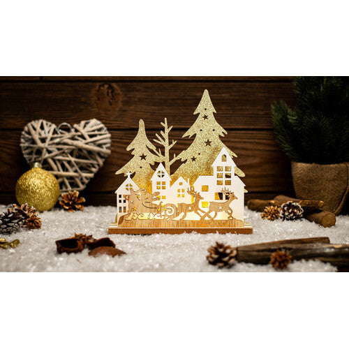LED-Weihnachtsbaum mit Rentier und Weihnachtsmann, Gold