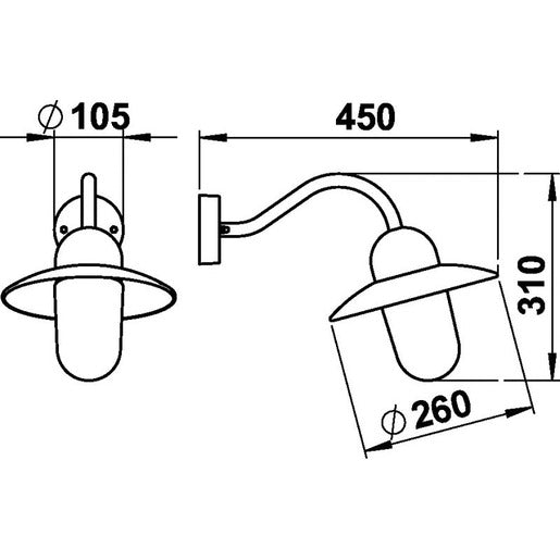 Wandleuchte Nr. 0649 anthrazit für 1 x Lampe E27