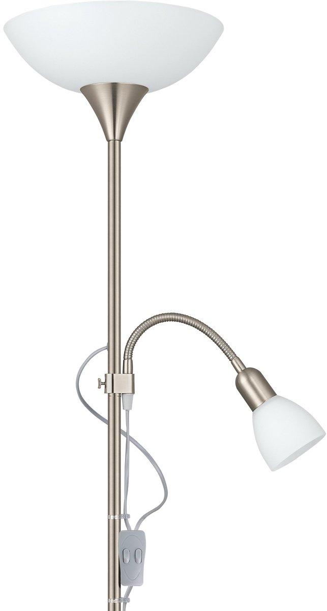 Stehleuchte mit Leseleuchte E27 1x100W nickel-matt UP 2
