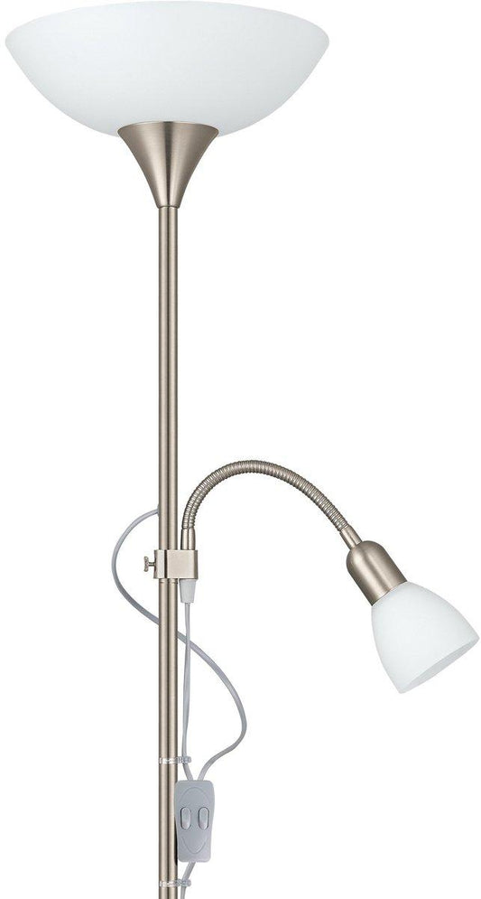 Stehleuchte mit Leseleuchte E27 1x100W nickel-matt UP 2