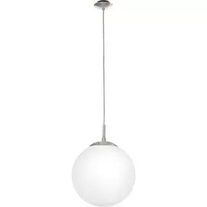 Hängeleuchte E27 1x60W nickel-matt/Glas opal RONDO