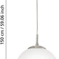 Hängeleuchte E27 1x60W nickel-matt/Glas opal RONDO