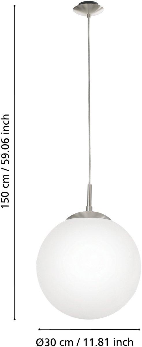 Hängeleuchte E27 1x60W nickel-matt/Glas opal RONDO