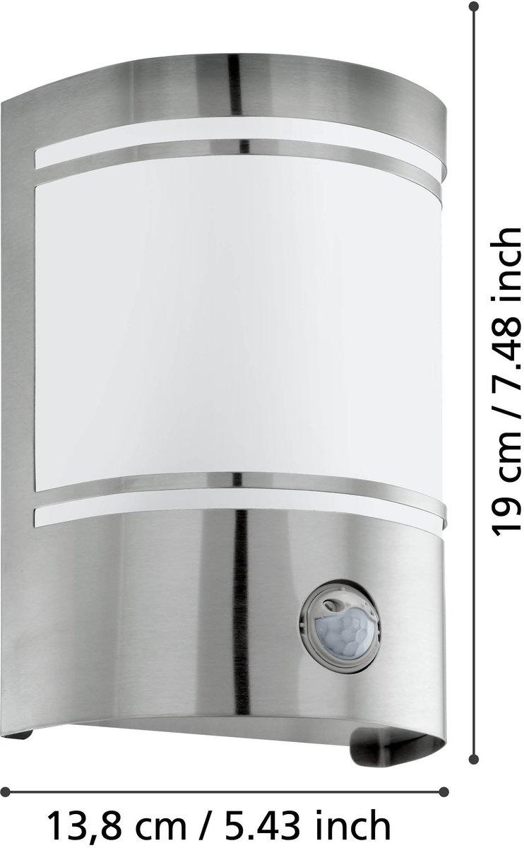 Wandleuchte E27 1x60W Edelstahl / Glas CERNO mit Bewegungsmelder