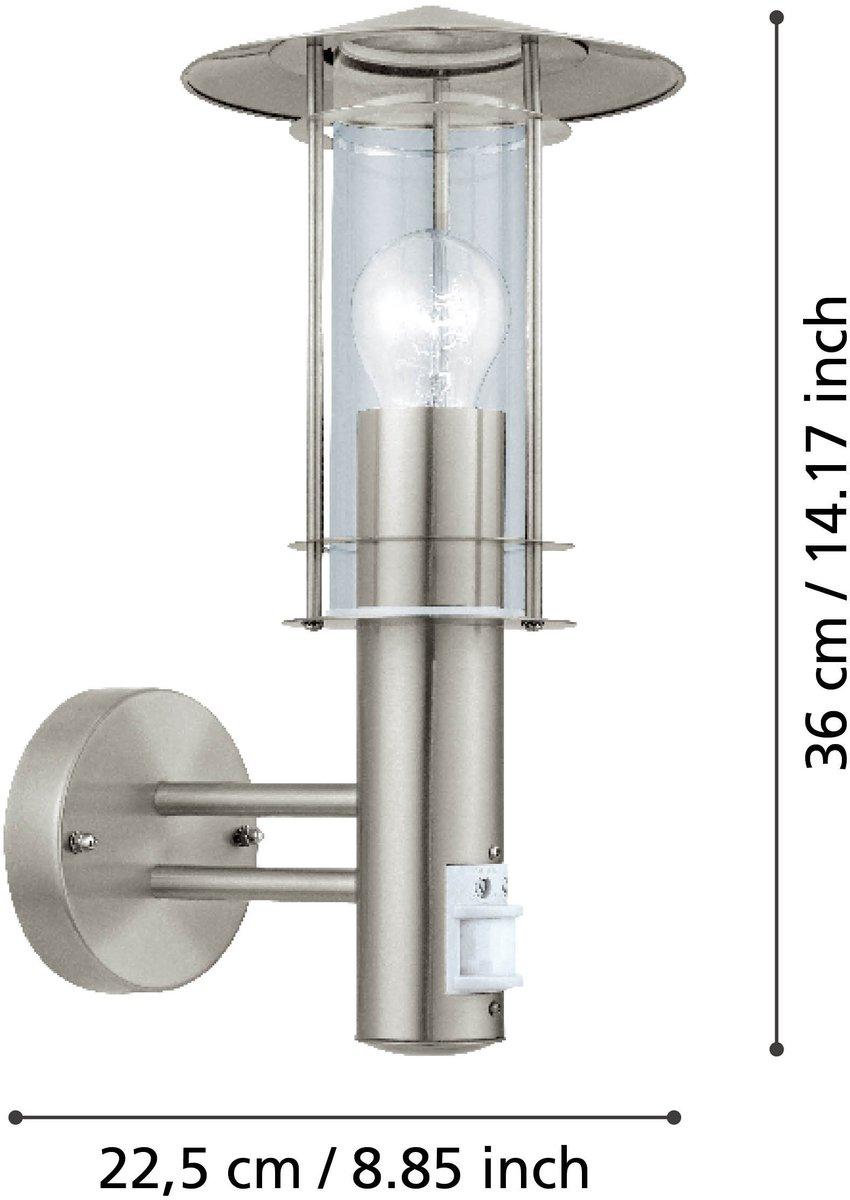 Außen-Wandleuchte LISIO mit Sensor edelstahl/klar E27 1x60W