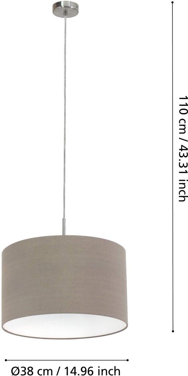 Hängeleuchte 1xE27 60W DM38cm Schirmfarbe Taupe/Innenseite weiss