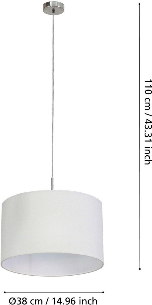 Hängeleuchte 1xE27 60W DM38cm Schirmfarbe weiß/Innenseite weiss