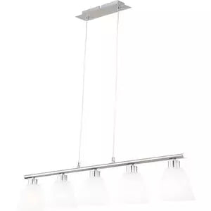ILLIMANI Hängeleuchte 5 x E14 40W nickel matt alabaster Optik