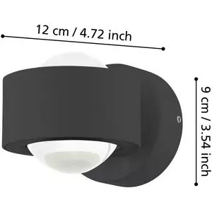 TREVIOLO Wandleuchte LED 2,5W 230lm 3000K anthrazit klar IP44