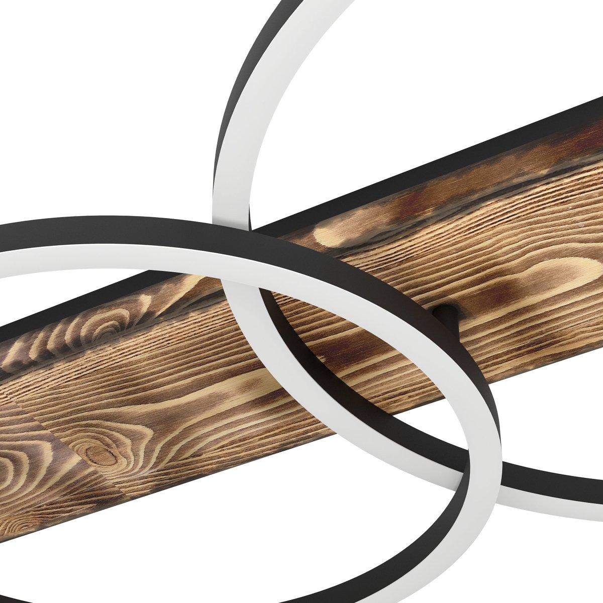 BOYAL Deckenleuchte LED 3x12W schwarz/Holz rustikal