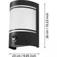 CERNO Wandleuchte E27 1x40W Stahl / Glas schwarz IP44 mit Bewegungsmelder