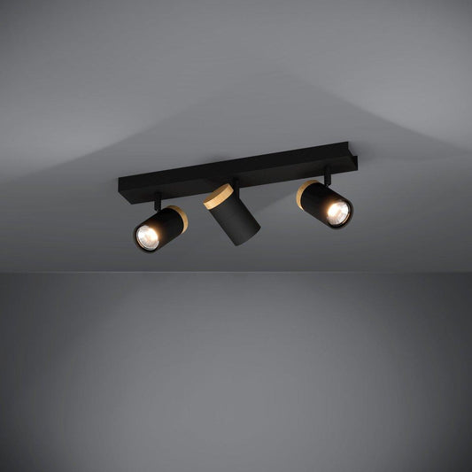 CARTAGENA Strahlerbalken schwarz/Holz GU10-LED 3X4,5W inkl. LM