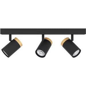 CARTAGENA Strahlerbalken schwarz/Holz GU10-LED 3X4,5W inkl. LM