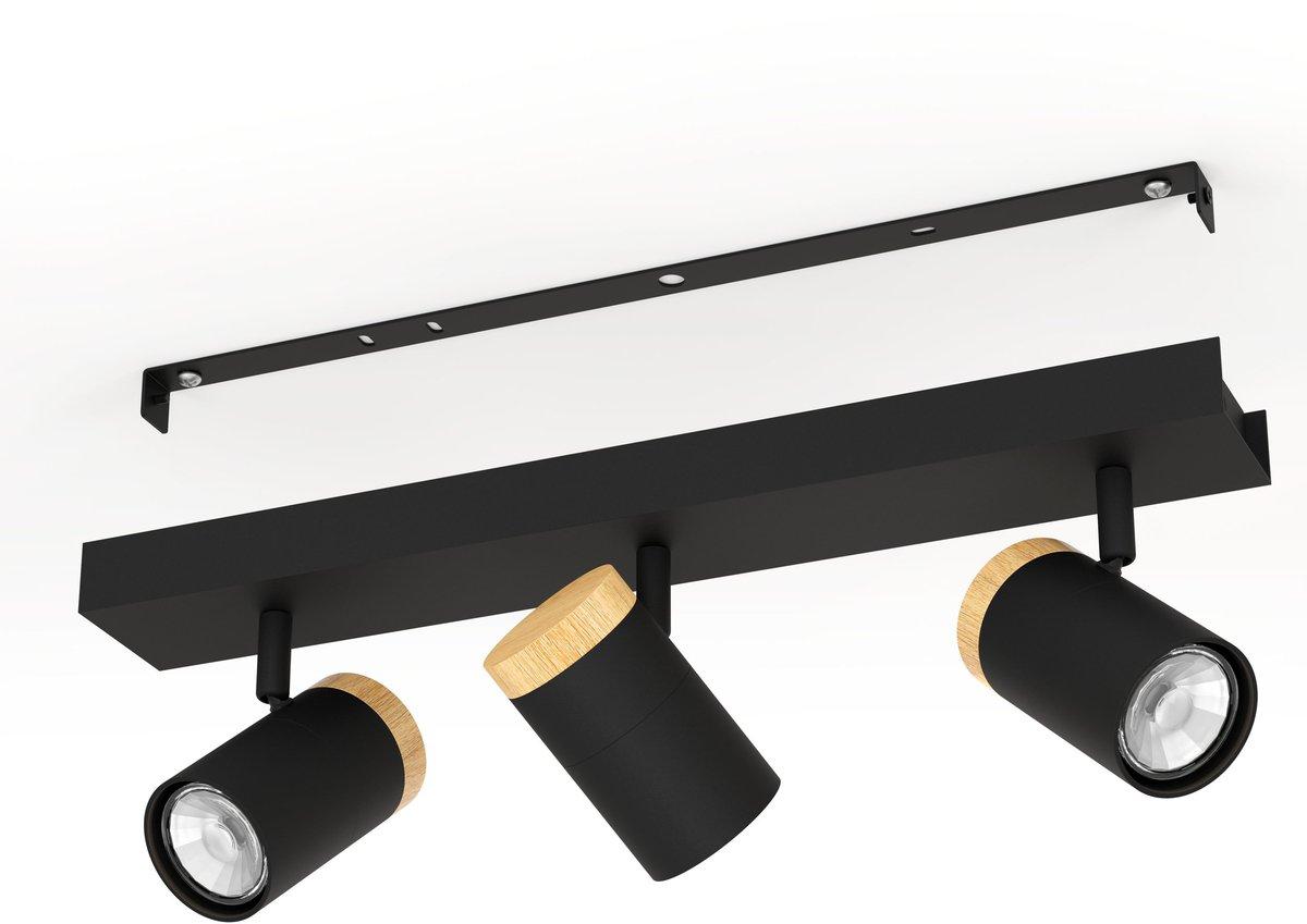 CARTAGENA Strahlerbalken schwarz/Holz GU10-LED 3X4,5W inkl. LM