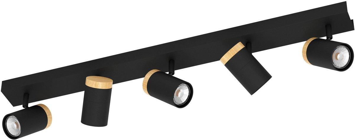 CARTAGENA Strahlerbalken schwarz/Holz GU10-LED 5X4,5W inkl. LM