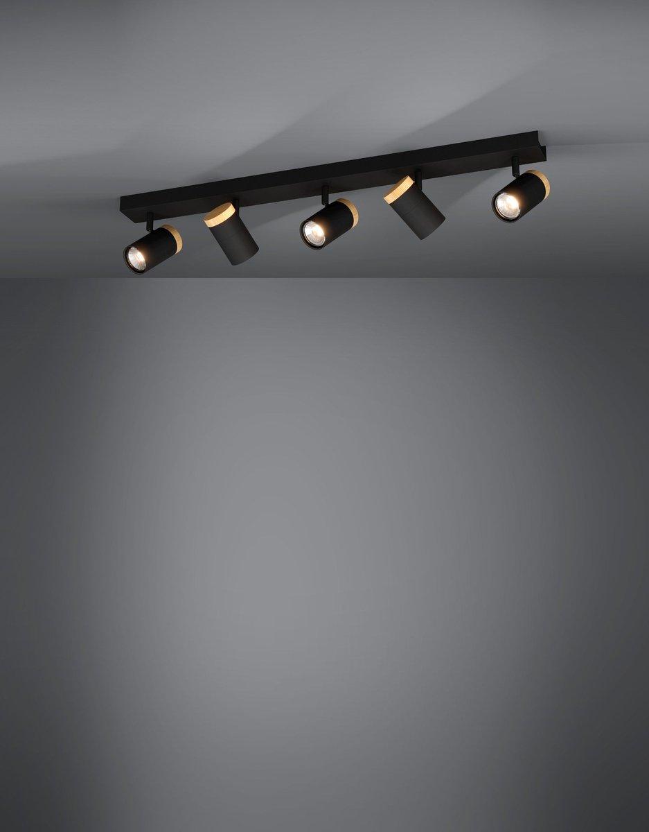 CARTAGENA Strahlerbalken schwarz/Holz GU10-LED 5X4,5W inkl. LM