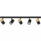 CARTAGENA Strahlerbalken schwarz/Holz GU10-LED 5X4,5W inkl. LM