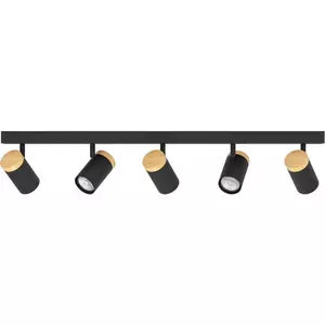 CARTAGENA Strahlerbalken schwarz/Holz GU10-LED 5X4,5W inkl. LM