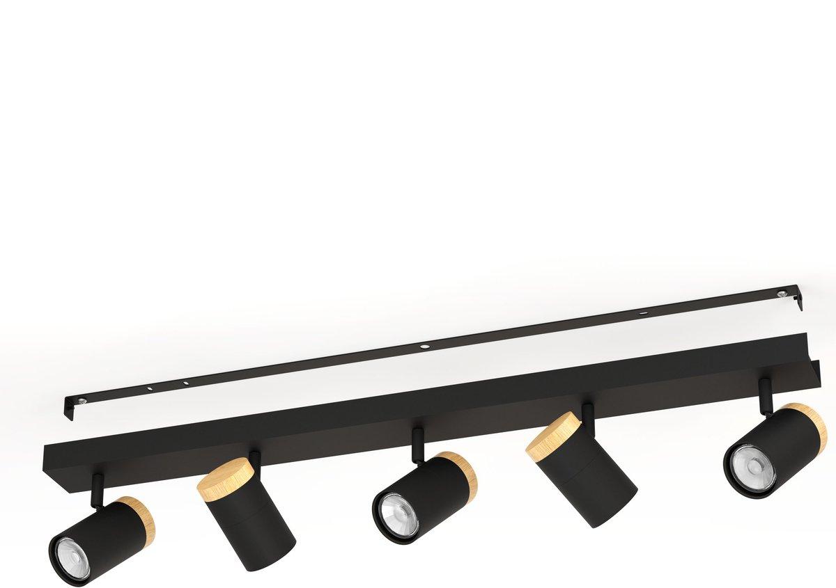 CARTAGENA Strahlerbalken schwarz/Holz GU10-LED 5X4,5W inkl. LM