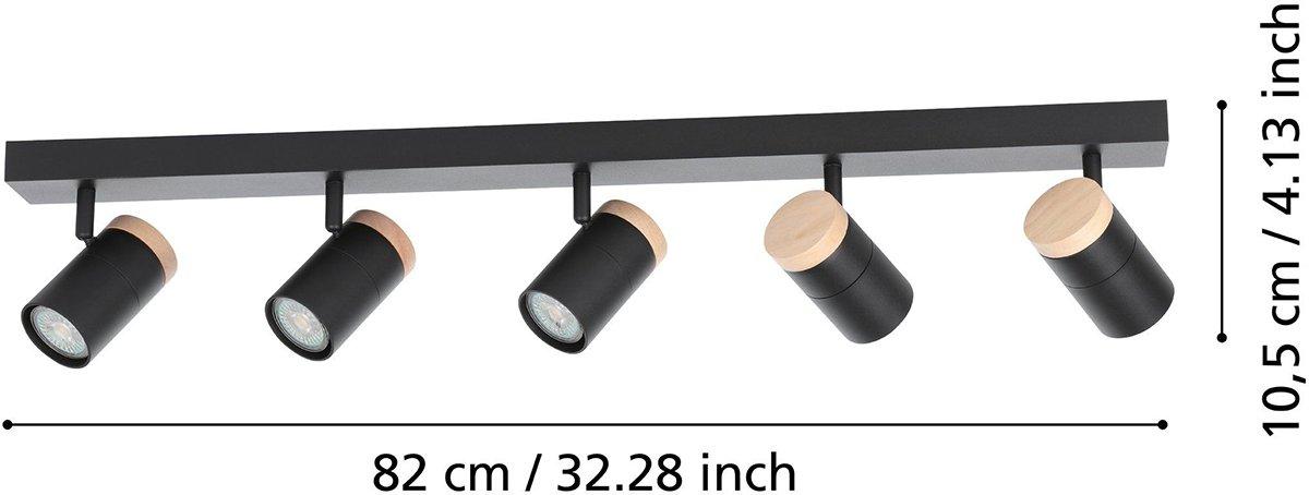 CARTAGENA Strahlerbalken schwarz/Holz GU10-LED 5X4,5W inkl. LM