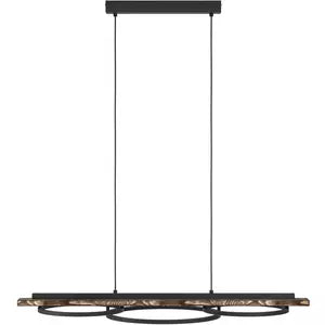 BOYAL Hängeleuchte LED schwarz/Holz rustikal 12W/12W/16W