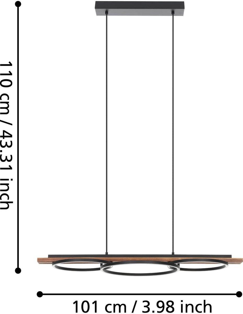 BOYAL Hängeleuchte LED schwarz/Holz rustikal 12W/12W/16W