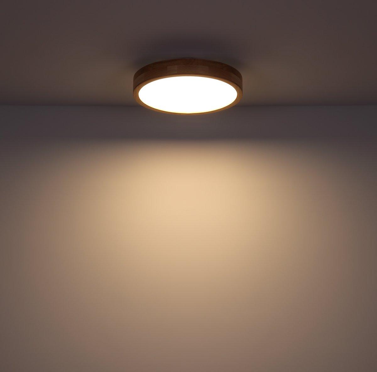 RAINER Deckenleuchte Holz dimmbar Fernbedienung LED 24W 1350lm CCT 3.000-6.000