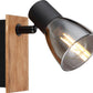 CLAUDE Strahler Holz dunkelbraun Glas rauchfarben 1x E14 40W 230V
