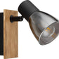 CLAUDE Strahler Holz dunkelbraun Glas rauchfarben 1x E14 40W 230V
