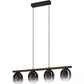 Hängeleuchte FILAGO E27 4x40W schwarz/Holz/schwarz-grau-transparent