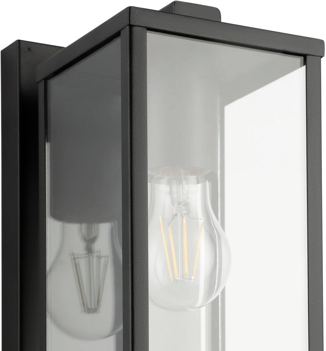 Außen-Wandleuchte BUDRONE E27 1x40W IP44 schwarz klar