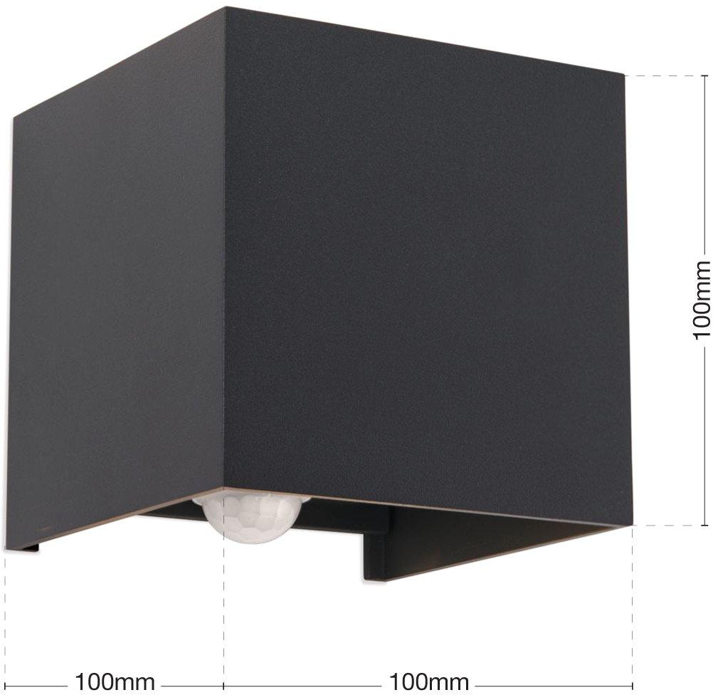 Wandleuchte CUBE-S AL 11-1314 anthrazit mit Sensor LED 13W 700lm