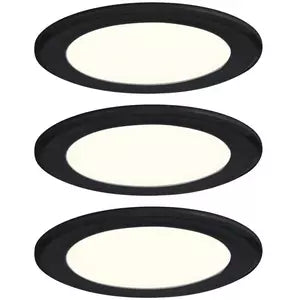 LED Möbeleinbauleuchten 3er-Set rund 65mm 3x2,5W 3x180lm 230/12V 3000K Schwarz m