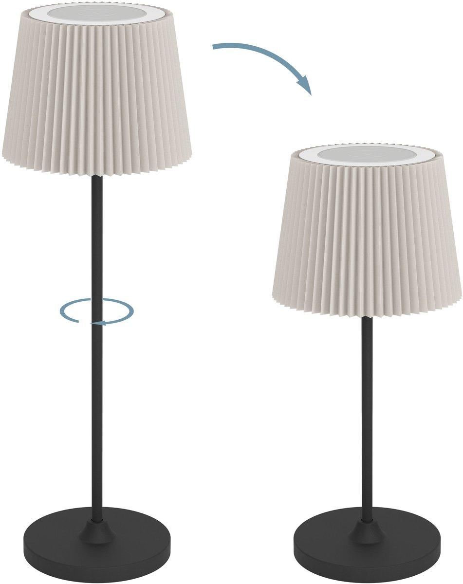 LEONERO Tischleuchte LED CCT H 370 Touch schwarz/Leinen
