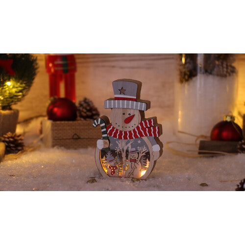 LED-Weihnachtsdeko Schneemann, Rentier, Weihnachtsmann und Landschaft batteriebetrieben (X22088)