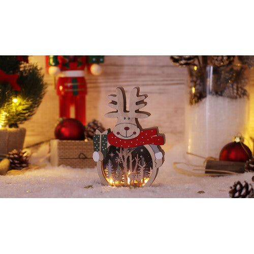 LED-Weihnachtsdeko Schneemann, Rentier, Weihnachtsmann und Landschaft batteriebetrieben (X22088)