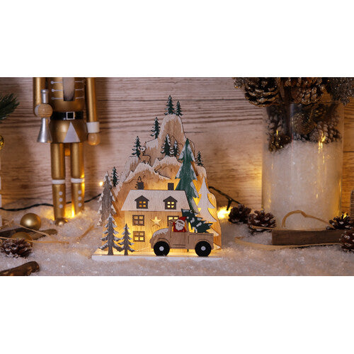 LED-Weihnachtsdeko Schneemann, Rentier, Weihnachtsmann und Landschaft batteriebetrieben (X22088)