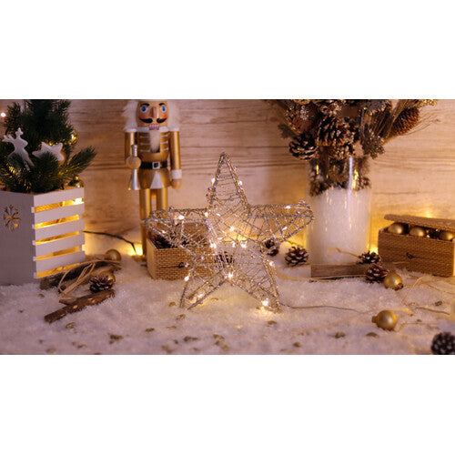 LED-Weihnachtsstern, Gold, Silber Metall, batteriebetrieben
