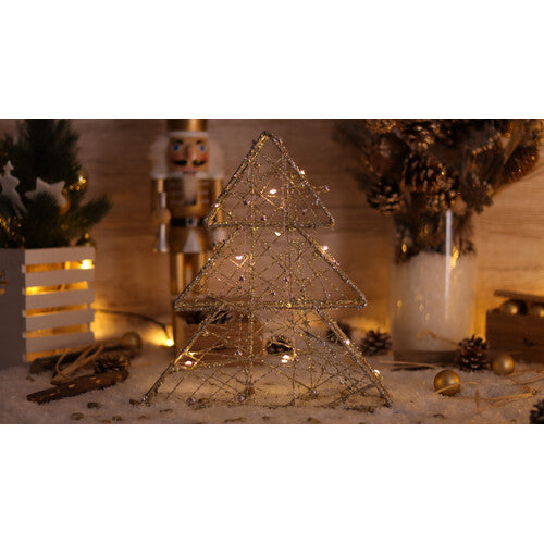 LED-Weihnachtsbaum, Gold und Silber Metall, batteriebetrieben