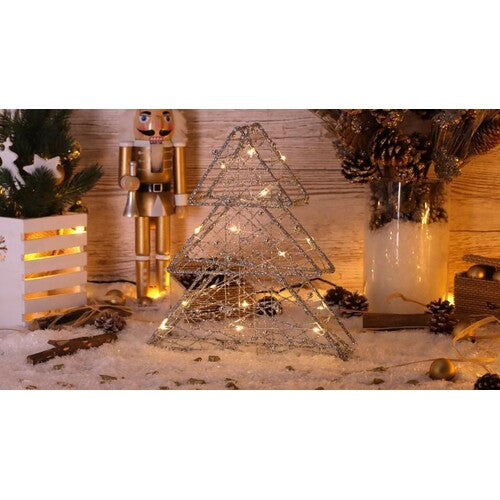 LED-Weihnachtsbaum, Gold und Silber Metall, batteriebetrieben