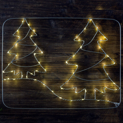 LED-Weihnachts- Fensterdeko Tannenbaum, Rentier und Tannenbaum rund