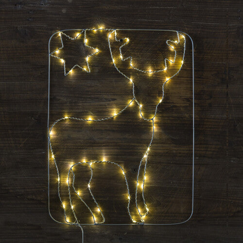 LED-Weihnachts- Fensterdeko Tannenbaum, Rentier und Tannenbaum rund
