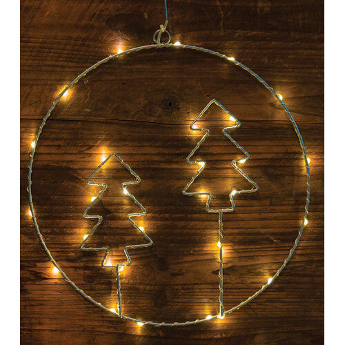 LED-Weihnachts- Fensterdeko Tannenbaum, Rentier und Tannenbaum rund
