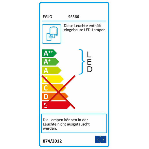 Wandleuchte PASTERI E27+LED 1x40W+1x3,5W nickel-matt/grau mit Schalter