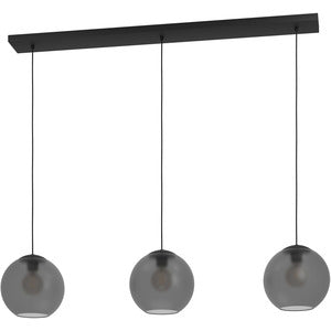 ARANGONA Hängeleuchte schwarz Glas grau matt E27 3X40W