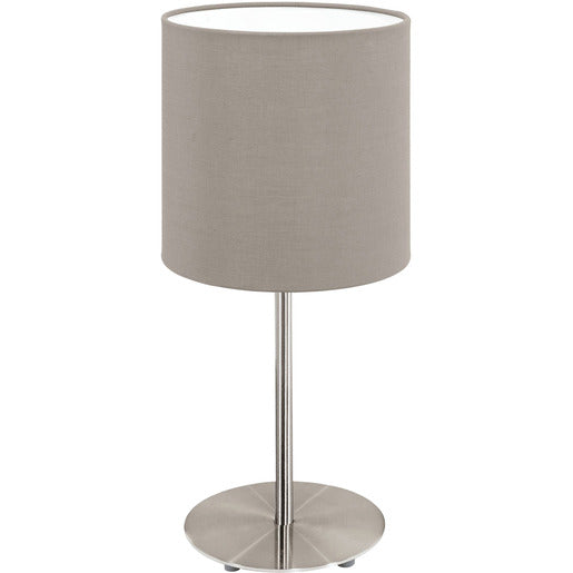 Tischleuchte 1xE27 60W H40cm Schirmfarbe Taupe/Innenseite weiss