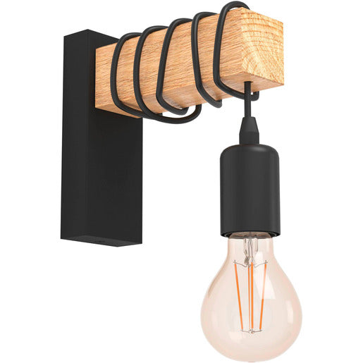 Wandleuchte LED 1x10W E27 Holz/Kabel schwarz TOWNSHEND